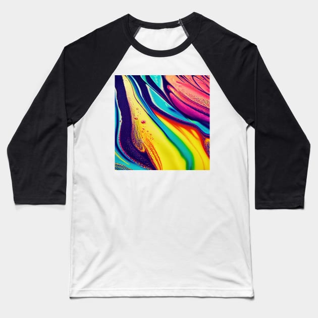 Liquid Colors Flowing Infinitely - Heavy Texture Swirling Thick Wet Paint - Abstract Inspirational Rainbow Drips Baseball T-Shirt by JensenArtCo